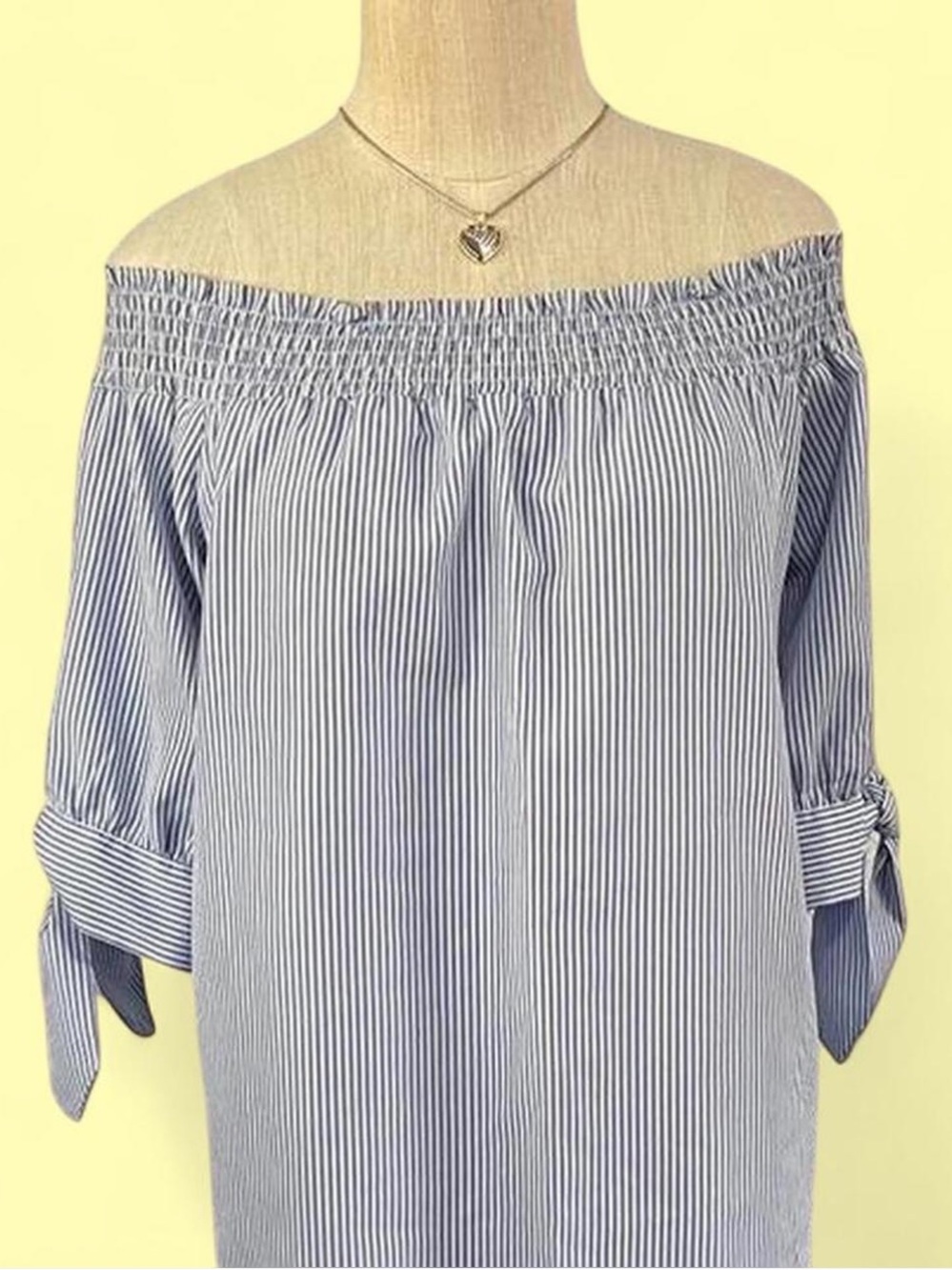 J for Justify Blue Pinstripe Off-Shoulder Blouse